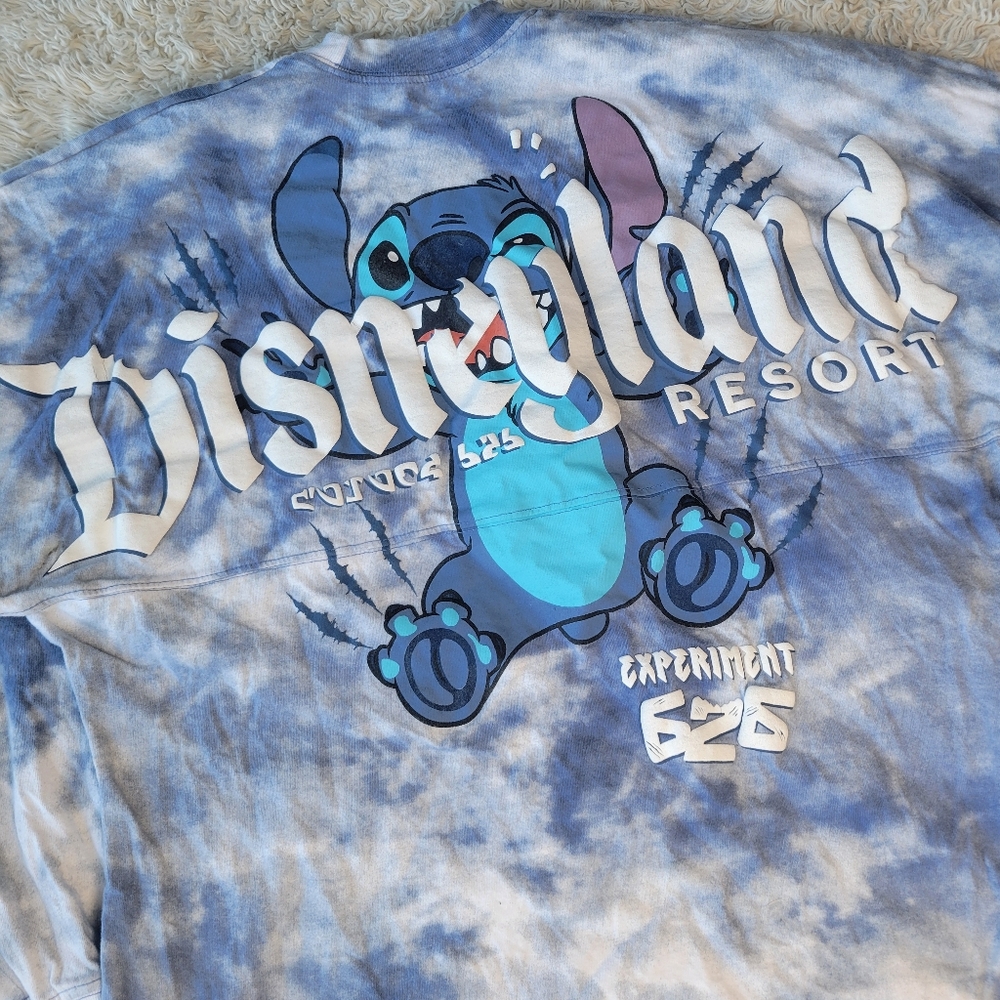Disneyland Lilo & Stitch Blue White Tie Dye Long Sleeve Spirit Jersey Small - Picture 5 of 6
